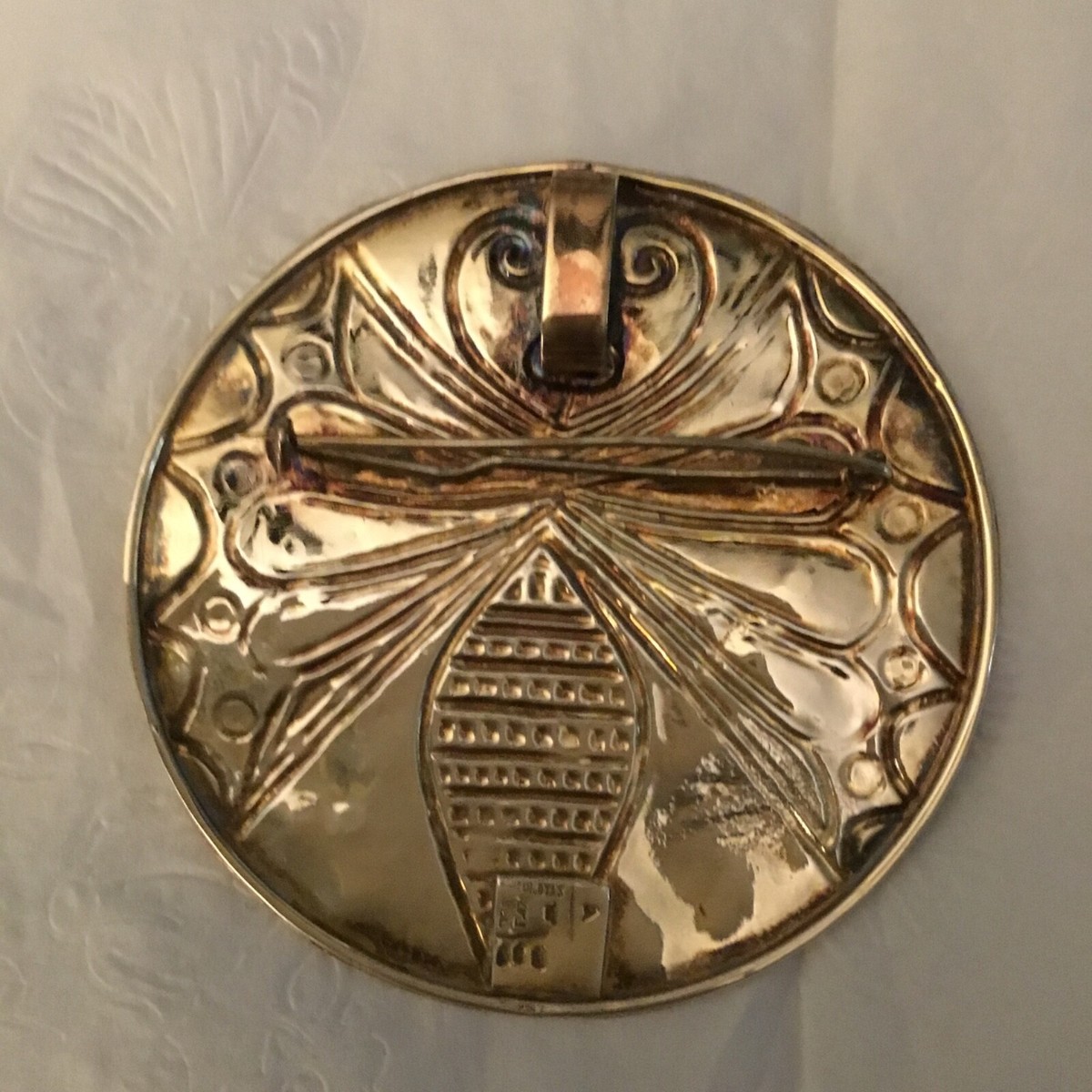 Greece Zolotas .950 Silver Brooch/Pendant large Ancient Butterfly