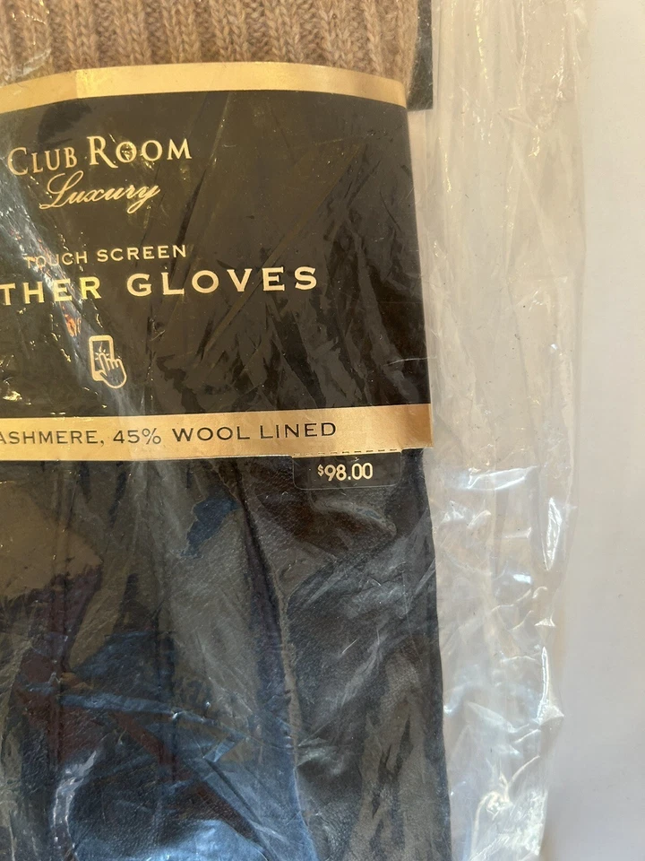 Guantes de cuero para hombre Club Room forro de cachemir chocolate talla S pequeños de lujo $98 Foto 4 de 4