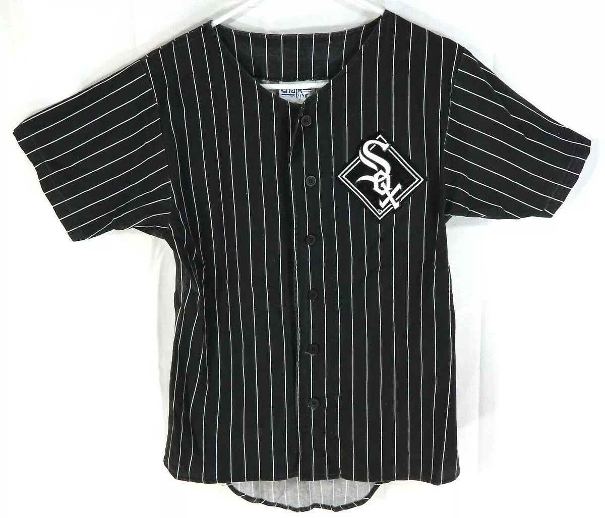 Men's True-Fan White/Black Chicago White Sox Pinstripe Jersey