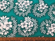 Blend Cotton Fabric Hawaiian Floral Green BTHY