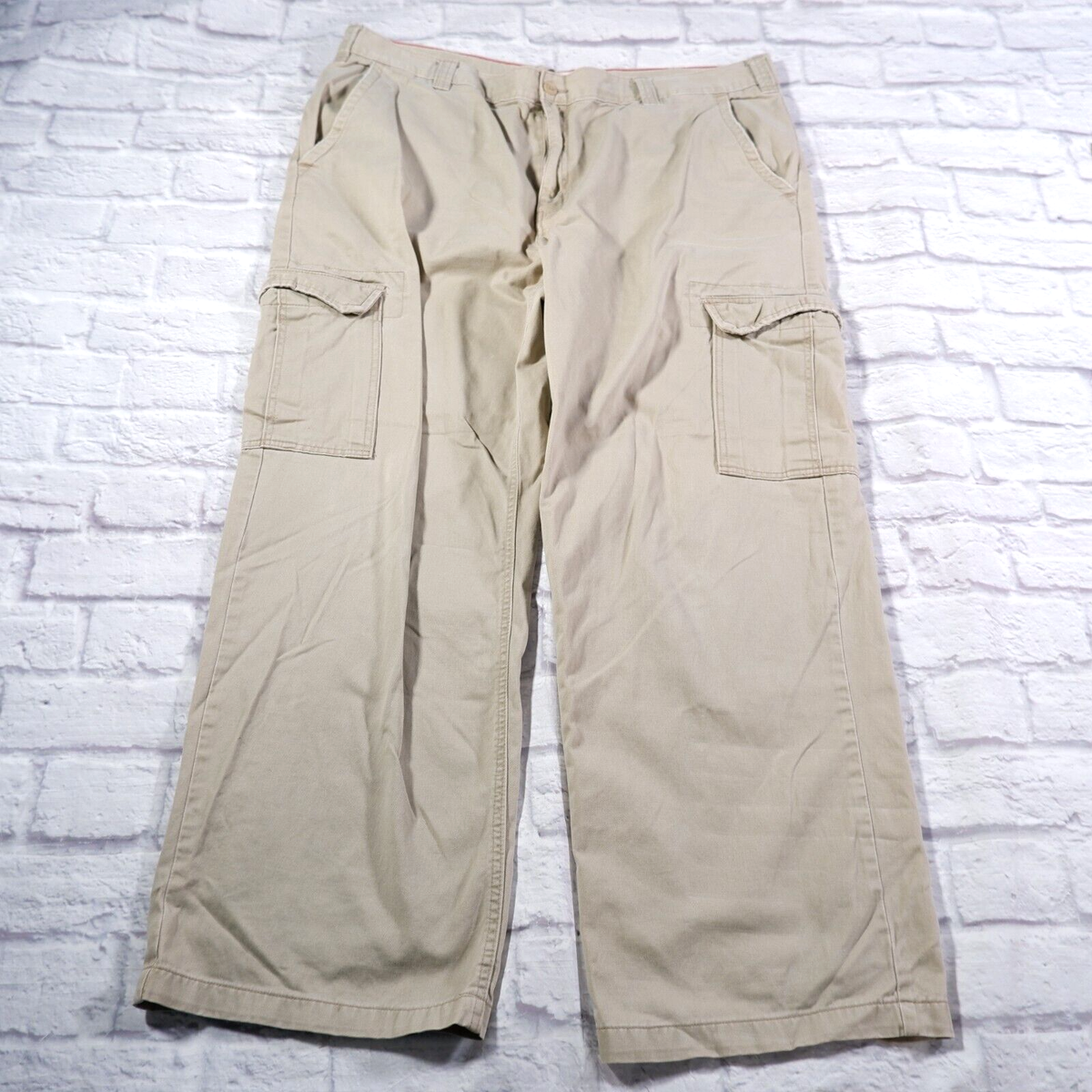 Mossimo Cargo Supply Beige Drawstring Cotton Mens Cargo Pants 42x32