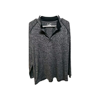 Heat Gear Women Black Gray Top XL Loose Fit Part Zipper LONG Sleeve 
