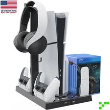Vertical Cooling Fan Stand for PS5 OG Slim Disc Pro Controller Charging Storage