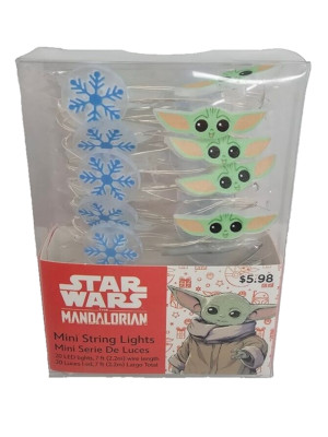 Grogu Mandalorian Christmas Mini String Lights 20 LED  7 ft Star Wars New Sealed