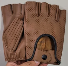 Fingerless 100% Genuine Leather Driving Chauffer Gloves Cycling Gloves (XL Size)