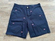 Vineyard Vines Casual Breaker Shorts 36 Embroidered Fish All Over Logo Mens Blue