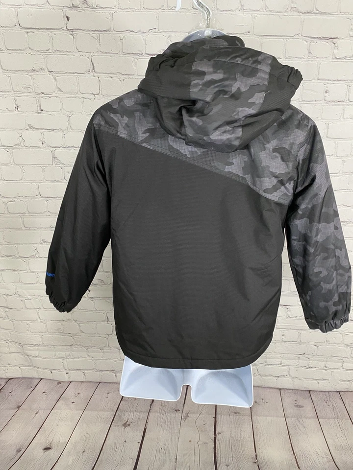 Free Country Black Gray Blue Camo Zip Off Hood Full Zip Outdoor Rain Jacket S - Image 4 of 4