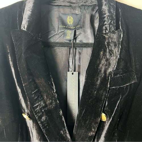 House of Harlow 1960 - Blazer donna velluto nero bottoni oro nuovo con etichetta - Tg. M - Foto 5 di 9