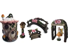 Pink Lily Fairy Garden Includes Set 6 Large Miniature Figurines