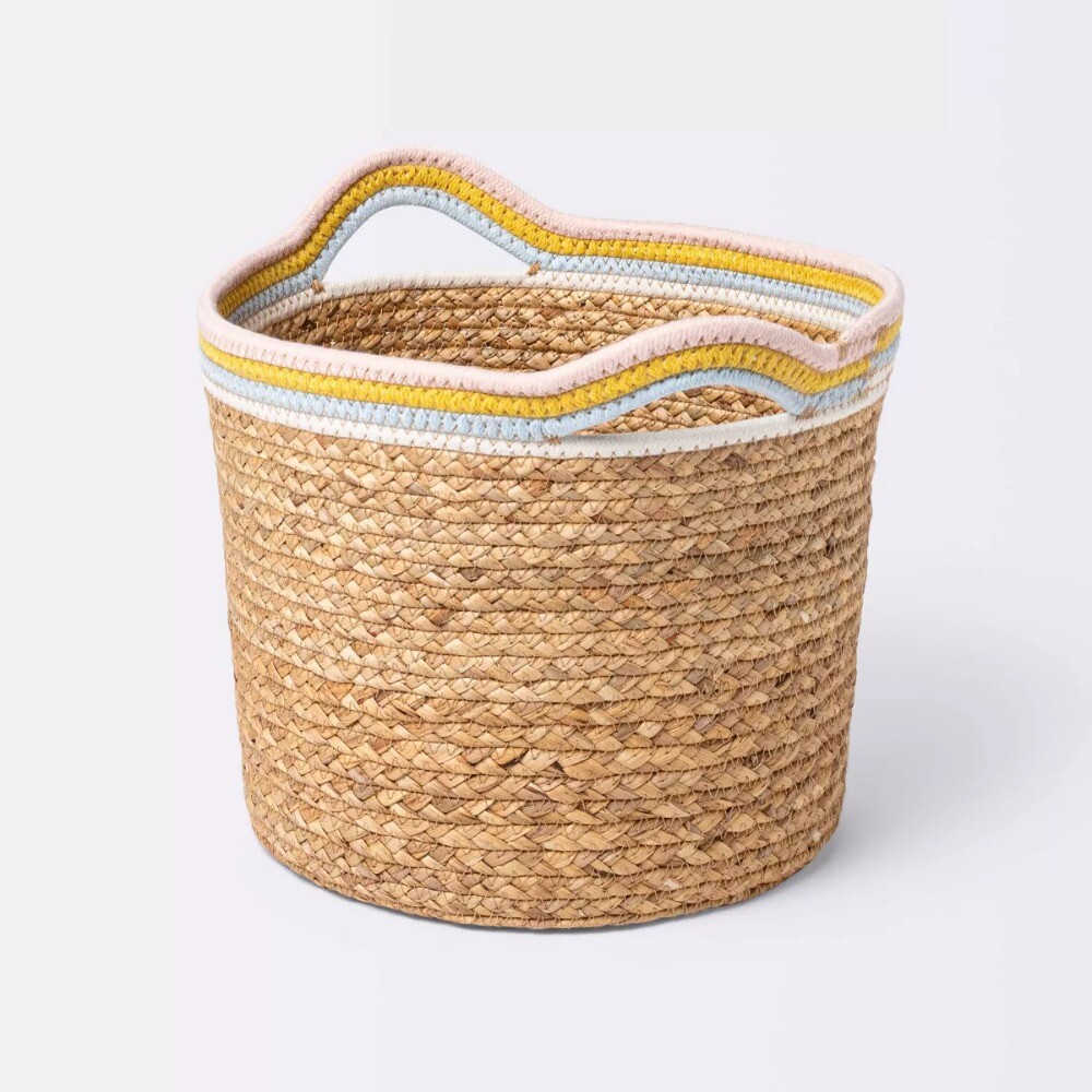 Natural Woven Round Storage Bin with Coiled Rope Handle - Cloud Island™ M  