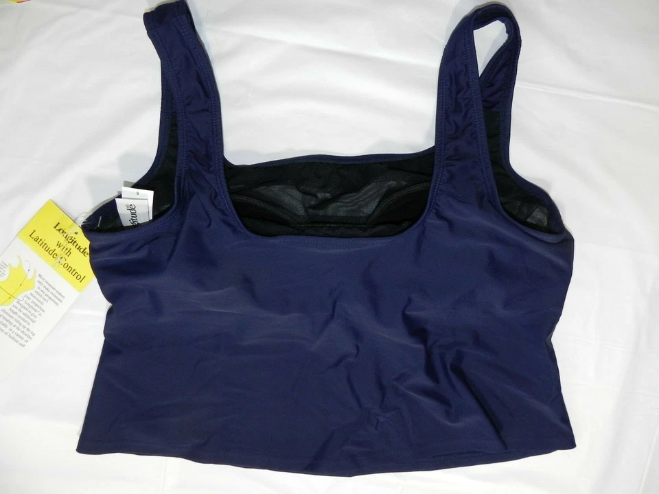 Women's swimsuit top LONGITUDE size 6 blue tankini top latitude NEW (tt61) - Image 3 of 3