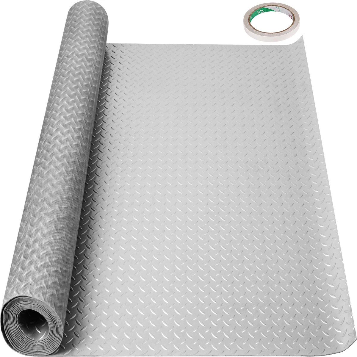 VEVOR Garage Floor Mat Garage Flooring Roll 4.9x9.2ft Anti Slip Silver PVC Vinyl