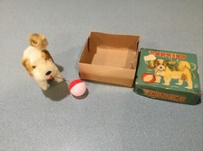 ALPS Toy Co. Mechanical Wind Up TERRIER Twirling Tail Dog with BOX Japan Works