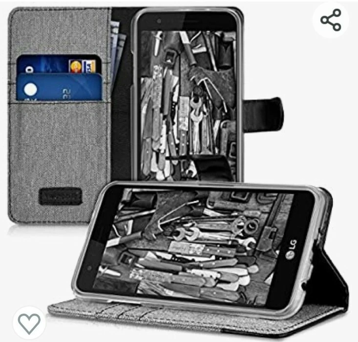 LG K4 Doble Cartera Estuche Lona Teléfono Estuche Nuevo Rojo y Negro Foto 2 de 4