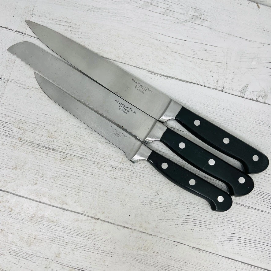 Wolfgang Puck Cutlery Knife 6 In Boning 8 In Serrated Bread 8 In Carving Carbon