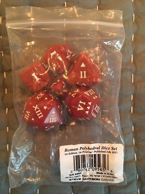 Roman Numeral Polyhedral Dice Set Steve Jackson Games D4 D6 D8 D10 D12 D20