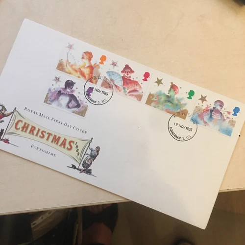 GB First Day Cover FDC Christmas Pantomime 1985 Rotherham PMK UNADDRESSED WCP