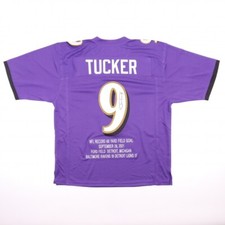 Justin Tucker Signed Baltimore Ravens Stat Jersey (JSA COA) NFL Record 66 Yd FG