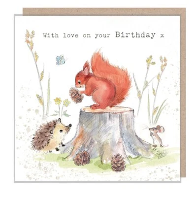 Cute Squirrel and Hedgehog Happy Birthday Card – Paper Shed Illustrated Design