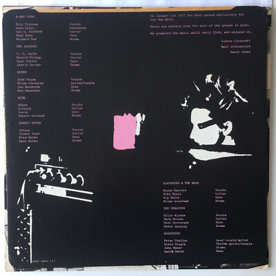 The Roxy London WC2 Jan-Apr 77 Buzzcocks Wire X-Ray Spex