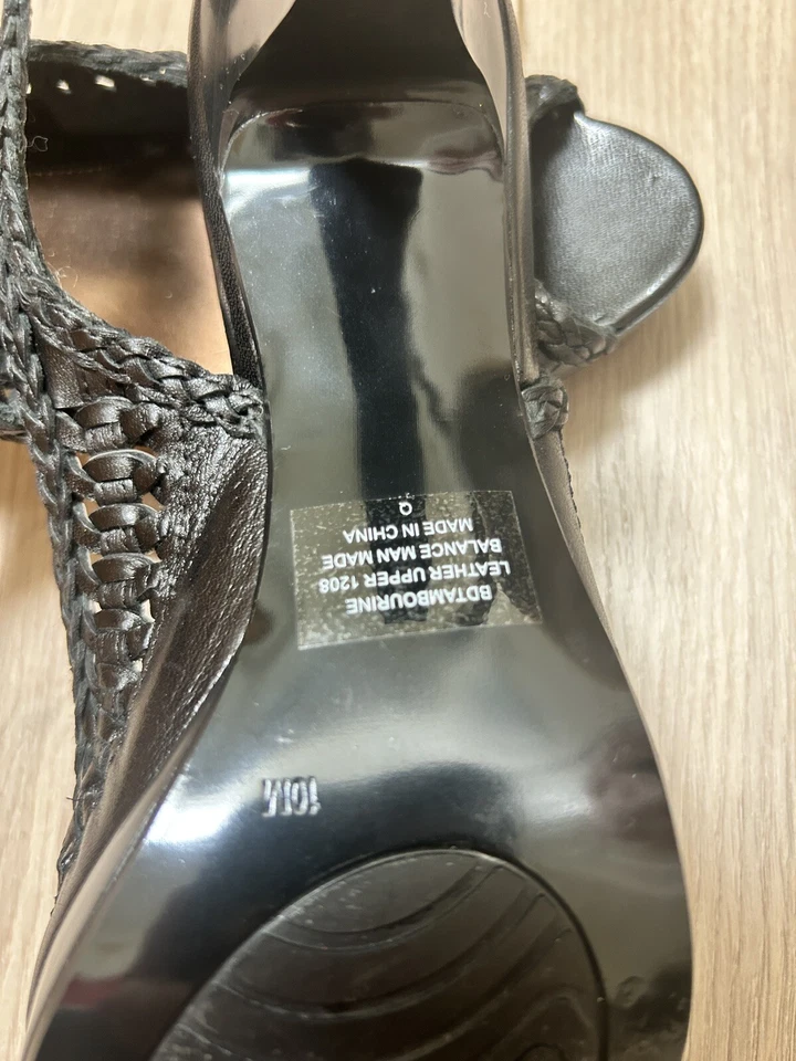 ¡NUEVO! Bandolino Slingback/NEGRO Tejido Plataforma Peep Toe Tacones - Talla 10M Foto 4 de 4