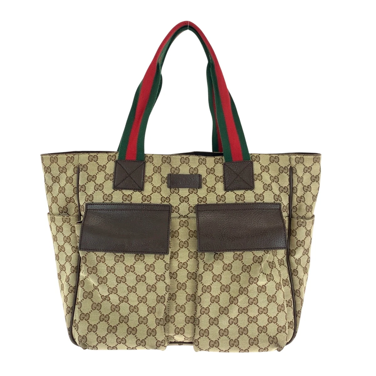 Sac fourre tout bandoulière GUCCI Web Stripe 161836 unisexe marron beige toile GG