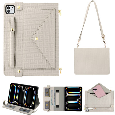 Shoulder Bag Tablet Case For Apple iPad Pro 2024 10/9/8/7th Gen Mini Stand Cover