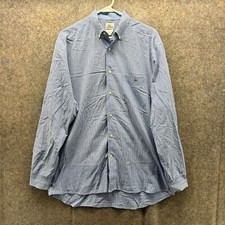 Lacoste Shirt Mens 42 Blue White Button Down Preppy Check Gingham Cotton