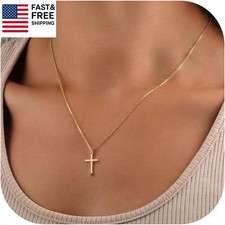 Gold Cross Necklace for Women - Dainty 14K Gold Plated Cross Necklace Layere