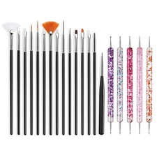 20Pcs Black Nail Art Brush Set Nail Gel Polish Painting Brush Drawing Pen Uv Gel