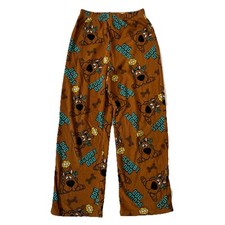 Scooby Doo Kids Fleece Pajama Pants Size 10/12 Cartoon Sleepwear Brown