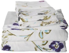 Tribeca Living Twin XL Extra Deep Pocket Flannel Sheet Set, Floral Garden