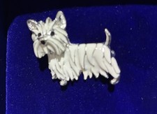 Beautiful White Metal And Enamel Westie Brooch  / Preloved