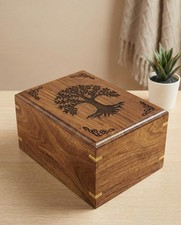 Wooden Urn for Human Ashes  Tree of Life Wooden Urns Handcrafted Funeral Cre...