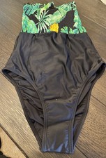 Nwt Womens Cupshe Black/Green Floral Strapless One Piece Bathing Suit XS