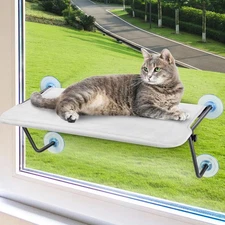 Cordless Cat Window Perch | Metal Frame Cat Bed 23 in W x 13 in H, Washablett...