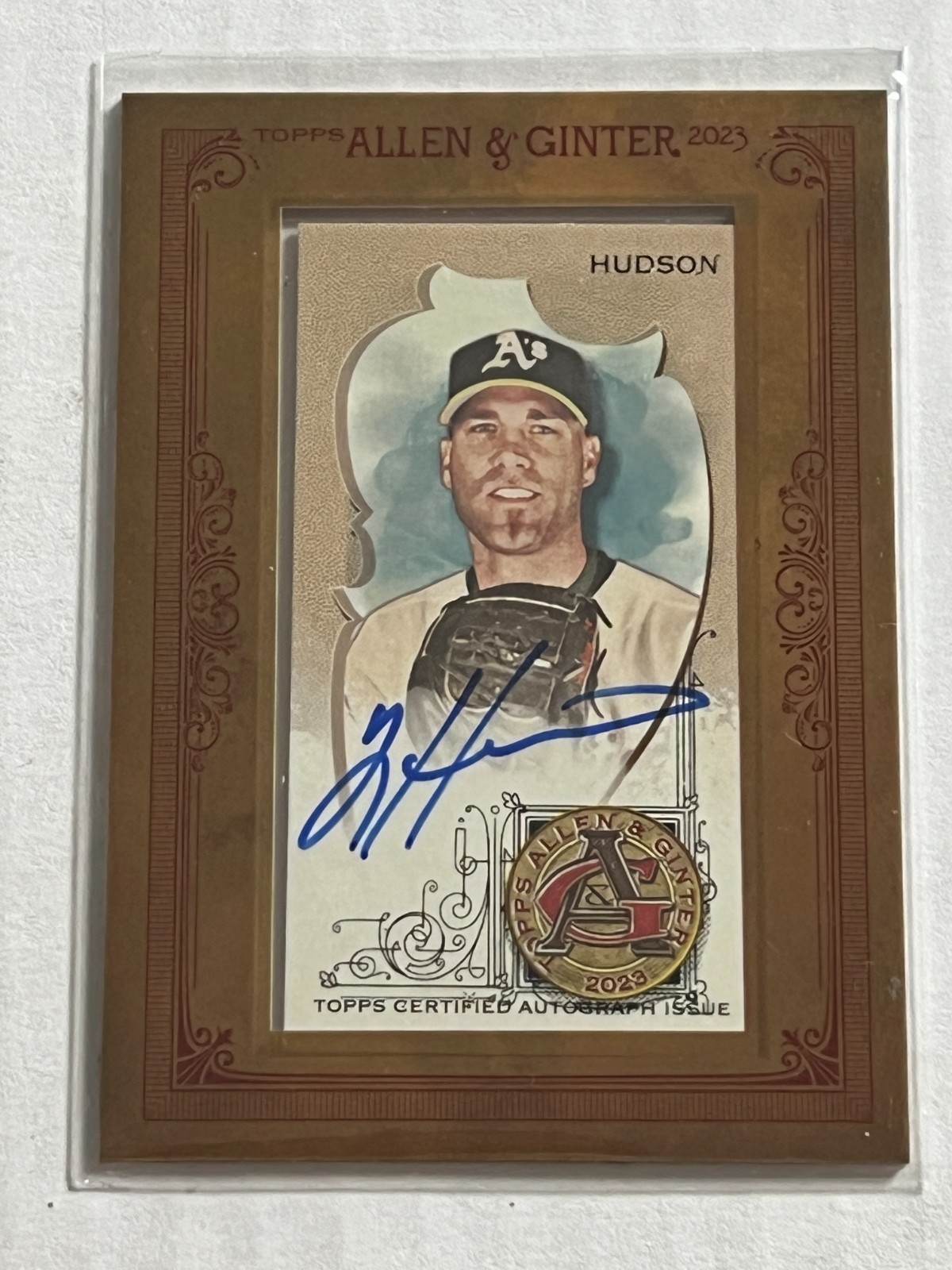 2023 Allen Ginter Tim Hudson Mini Framed On Card Auto #MA-THU Oakland Athletics