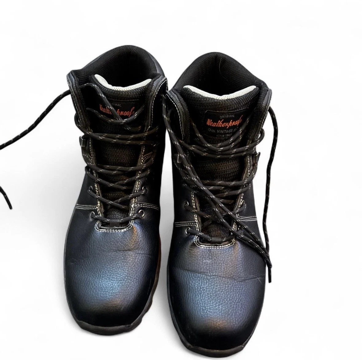 Weatherproof Vintage Men's Hiker Faux-Leather Black Boots Size 11