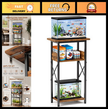 10 Gallon Aquarium Stand with Storage, 3-Tier Metal Frame, Heavy Duty Reptile Ta