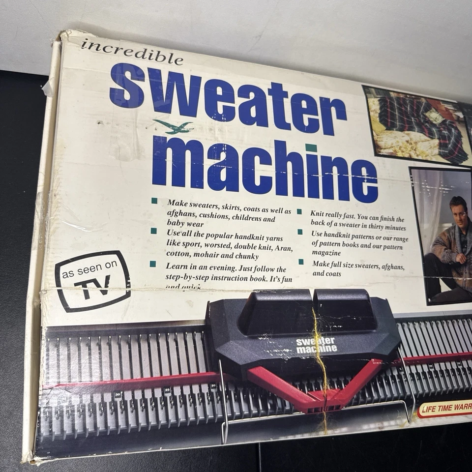 Juego completo de máquina suéter Bond Incredible vintage con caja, VHS y Manuel Works* Foto 2 de 4