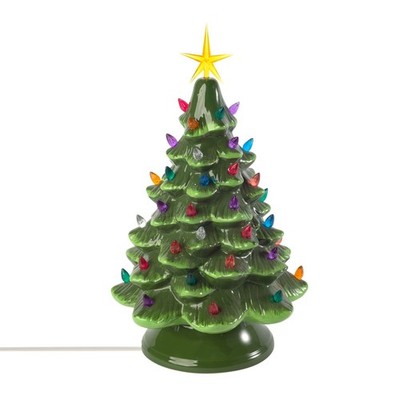 Ceramic Christmas Tree - 15.5'' with Separate Base, Lights, Bulb, Cord and Star