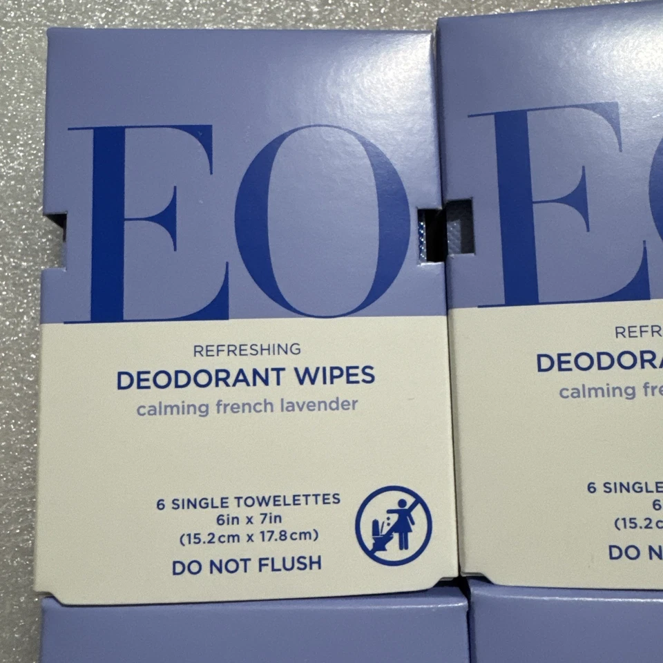 EO Desodorante Limpiar Lavanda Francesa Refrescar Sobre la marcha 4 Cajas (24 Toallitas en Total) Foto 2 de 4