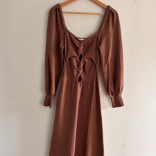 Twist Cutout Midi Dress ASTR Chocolate Brown Knit Sweater S