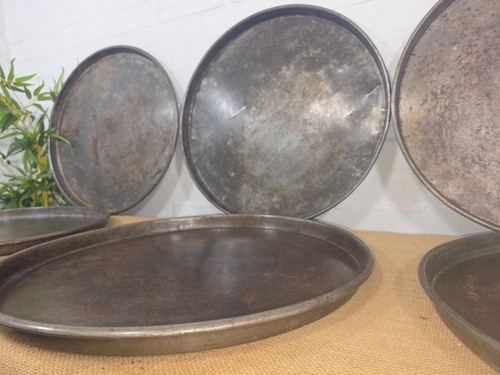 Large Round Industrial Vintage Rustic Zinc Galvanised Metal Serving Drinks Tray - Picture 5 of 9