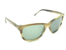 MASCA SMA 1731 Beige Brown Horn Rim Square Sunglasses Green Lenses Germany