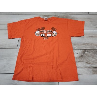 Vtg Adult ''last call at the O.B.'' shirt Orange Bowl Miami 2007 Hurricanes Large