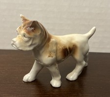 Vintage Porcelain Bulldog White and Brown - Boxer, Mastiff, Pit Bull 3" Figure