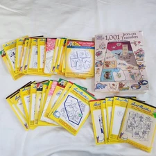 VTG Iron Transfer Lot 40 Aunt Martha's Packets & Book 1001 Embroidery Patterns
