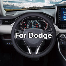 For Dodge Steering Wheel Cover Ultra-thin Black Leather Breathable Anti-slip 15