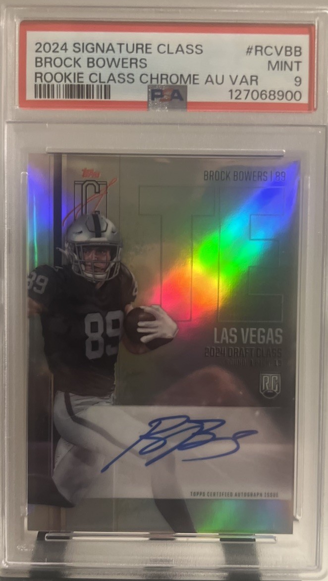 2024 Topps Signature Class Brock Bowers RCV-BB RC Chrome Auto PSA 9